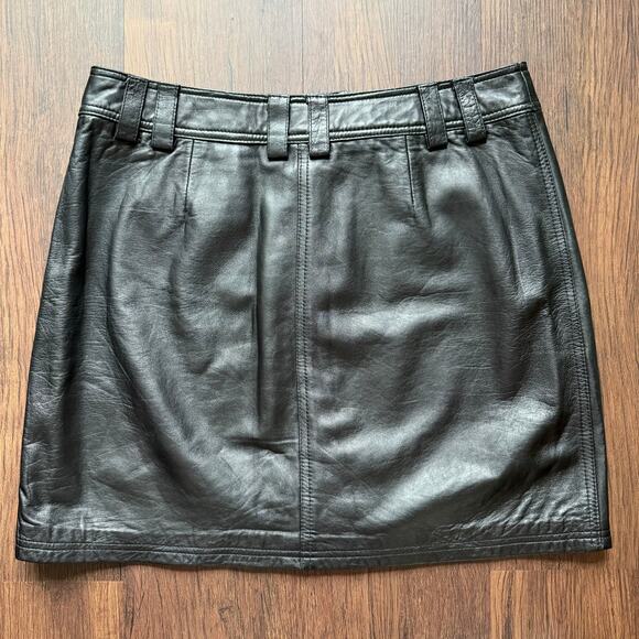 INC International Concepts Black Leather Mini Skirt Women’s 14 - Picture 4 of 5